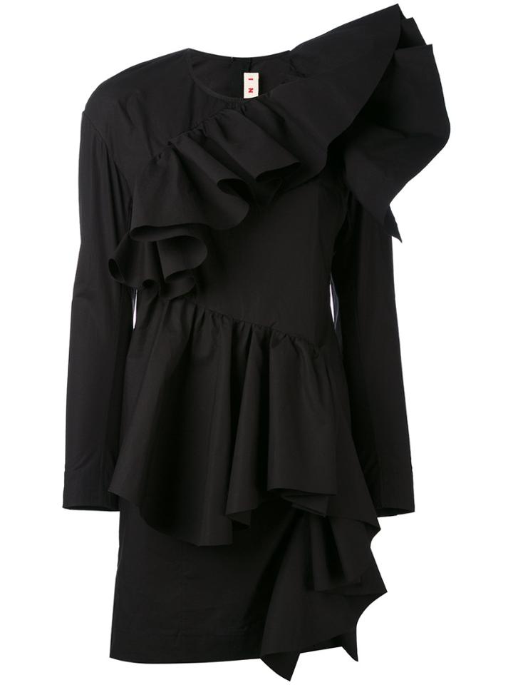 Marni Ruffle Front Mini Dress - Black