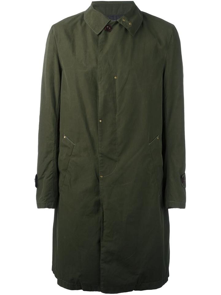 Kolor Single Breasted Coat, Men's, Size: 2, Green, Polyester/cotton/cupro/viscose