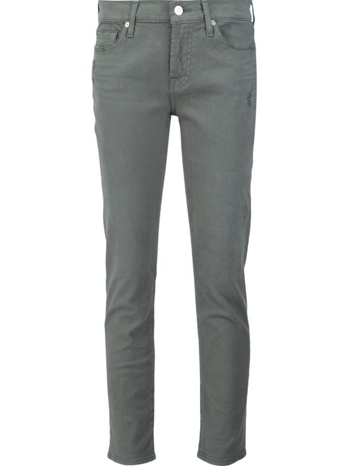 7 For All Mankind Josephina Skinny Jeans, Women's, Size: 29, Green, Cotton/spandex/elastane