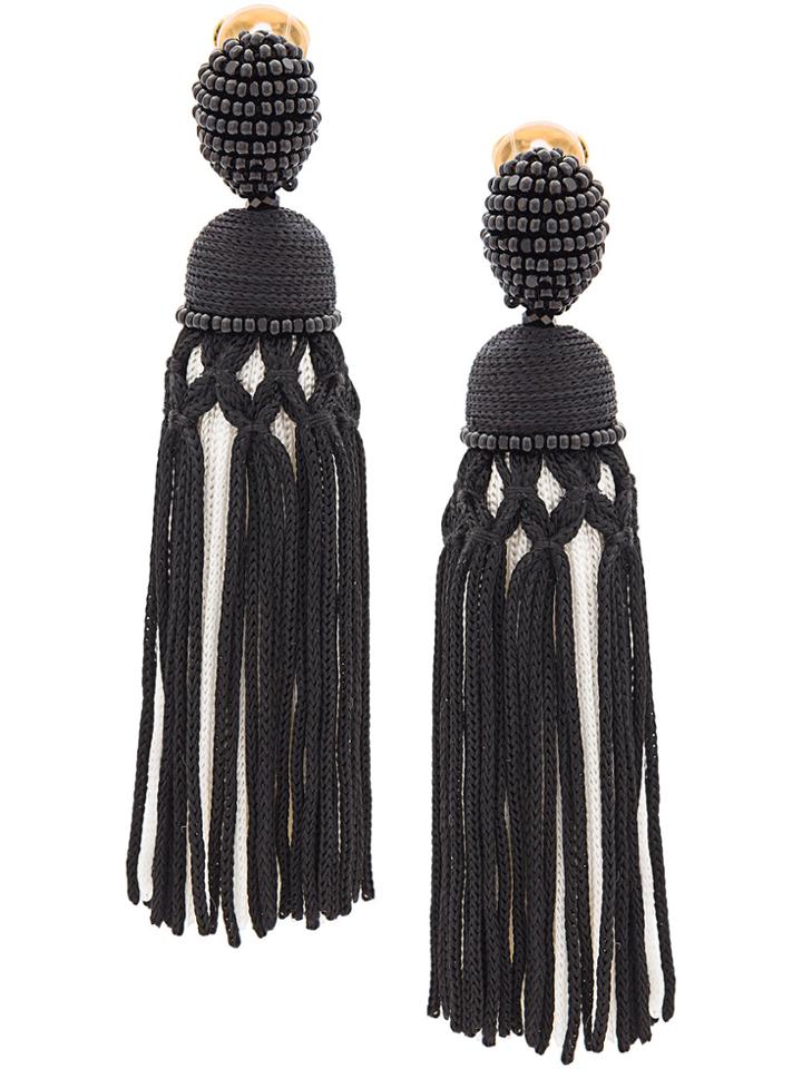 Oscar De La Renta Tassel Drop Earrings - Black