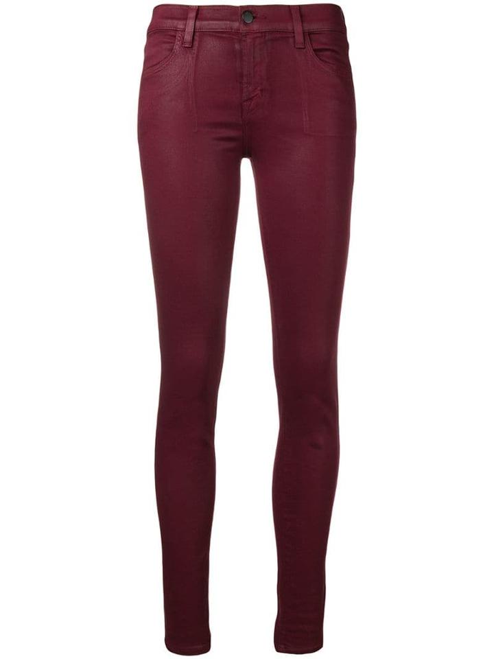 J Brand Oil Coated Skinny Jeans - Pink