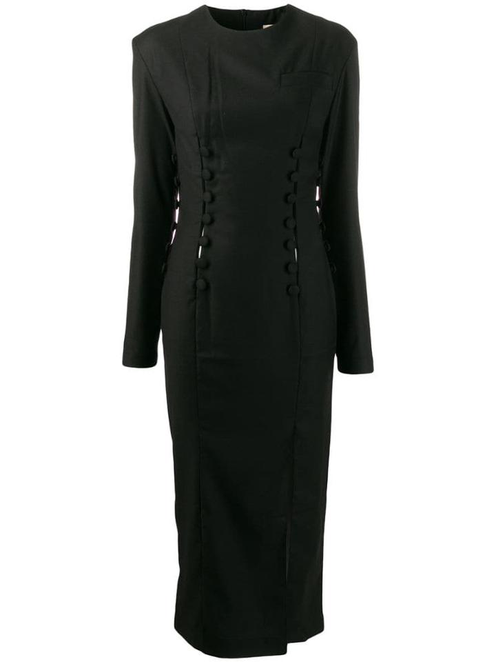 Matériel Fitted Button Detail Dress - Black