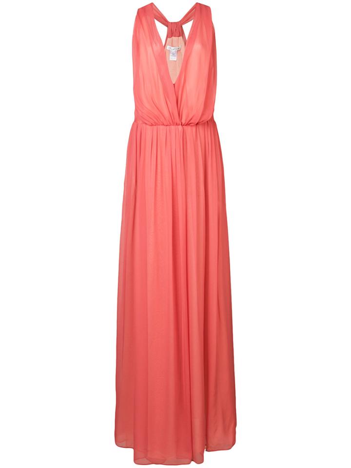 Oscar De La Renta Long Flared Dress - Pink & Purple