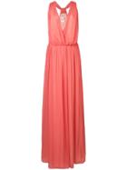 Oscar De La Renta Long Flared Dress - Pink & Purple