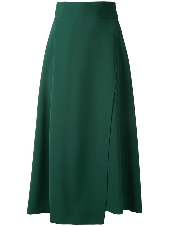 H Beauty & Youth A-line Asymmetric Skirt, Women's, Size: Small, Green, Cotton