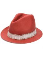 Fabiana Filippi Frayed Strap Woven Hat - Red