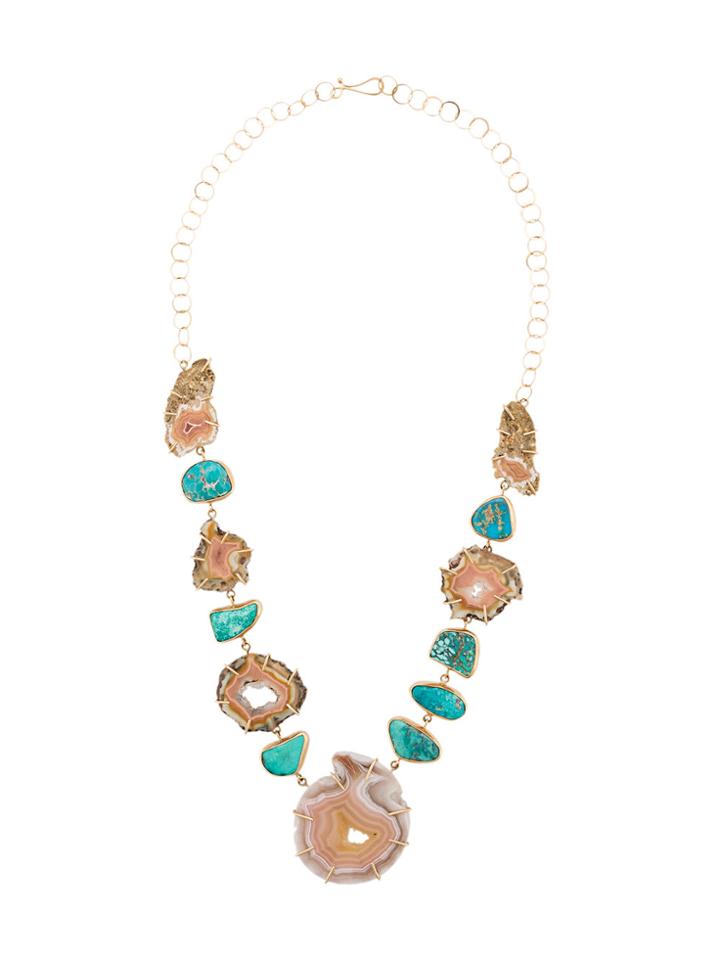 Melissa Joy Manning 14kt Yellow Gold Laguna Agate & Turquoise Necklace