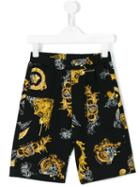 Young Versace - Baroque Print Track Shorts - Kids - Cotton/spandex/elastane - 4 Yrs, Toddler Boy's, Black