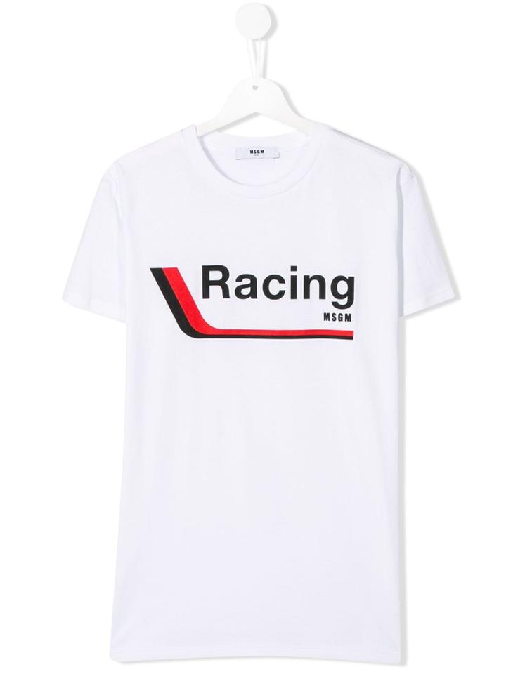 Msgm Kids Racing Print T-shirt - White
