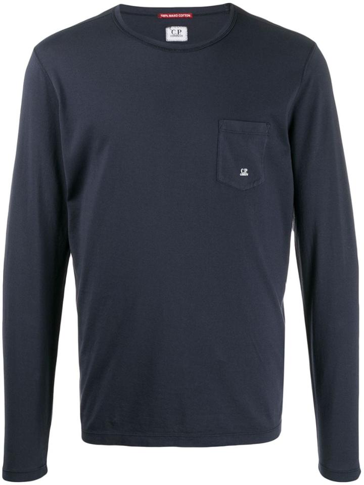 Cp Company Pocket-logo Long-sleeve T-shirt - Blue