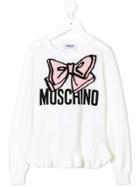 Moschino Kids Teen Bow Logo Sweatshirt - White