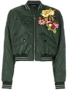 Dolce & Gabbana Flower Applique Bomber Jacket - Green