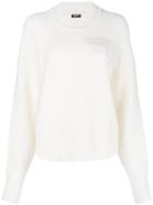 Jil Sander Navy Appliqué Ribbed Sweater - White