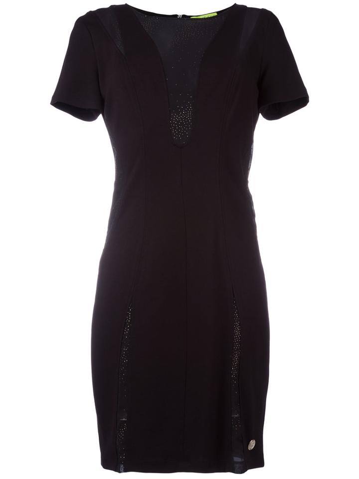 Versace Jeans Round Neck Dress, Women's, Size: 46, Black, Polyamide/spandex/elastane/viscose