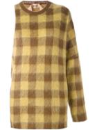 No21 Checked One Sleeve Jumper, Women's, Size: 40, Brown, Polyamide/mohair/wool