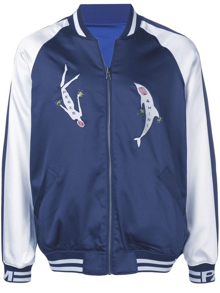 Perks And Mini Embroidered Details Bomber Jacket - Blue