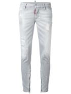 Dsquared2 Distressed Skinny Jeans, Women's, Size: 36, Grey, Cotton/elastodiene