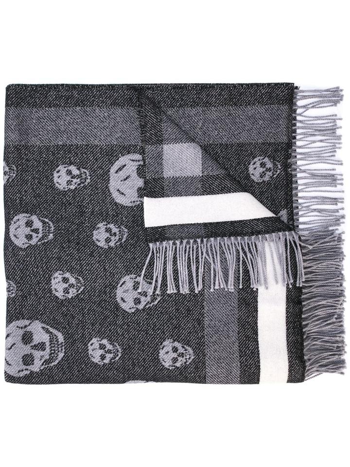 Alexander Mcqueen Jacquard Skulls Scarf - Black