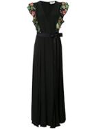 Fendi Embellished V-neck Dress, Women's, Size: 40, Black, Silk/glass/viscose/polyester