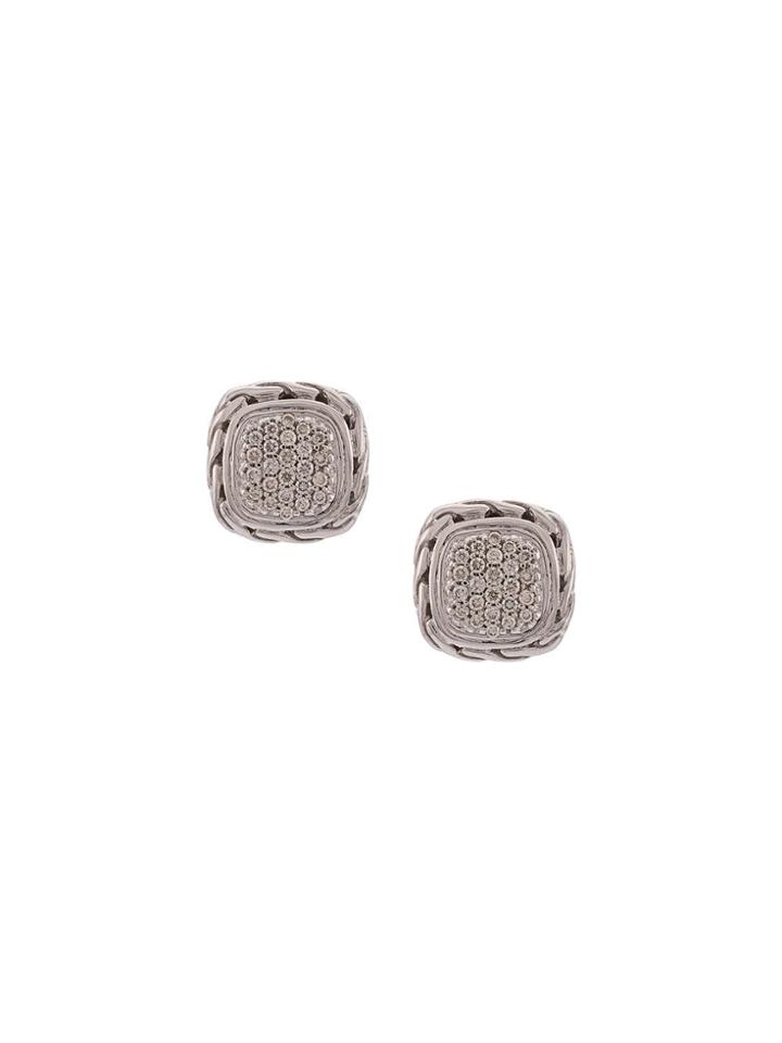John Hardy Classic Chain Diamond Stud Earrings - Silver