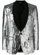 Dolce & Gabbana Sequinned Suit Jacket - Silver