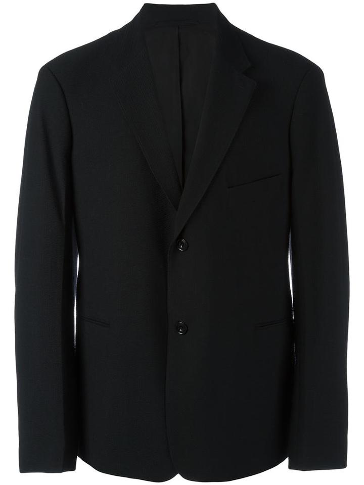 Lemaire Button Front Blazer, Men's, Size: 46, Black, Wool/spandex/elastane/cotton