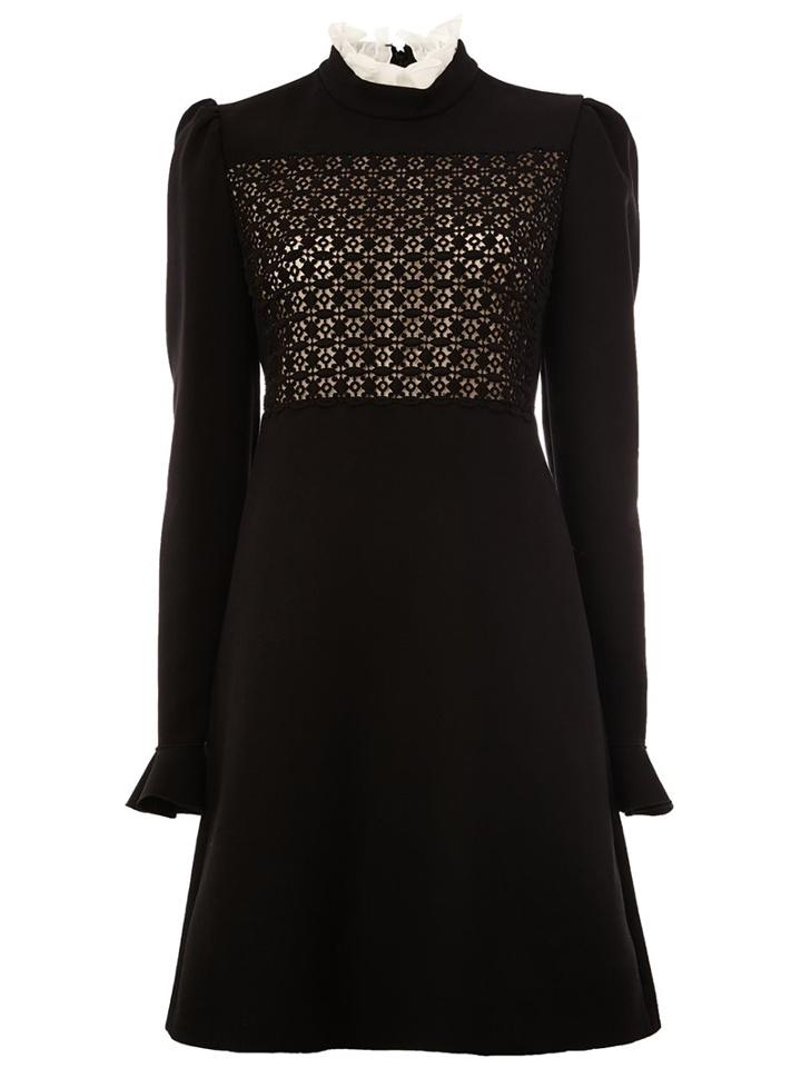 Giambattista Valli Ruffled Cuffs Floral Panel Dress