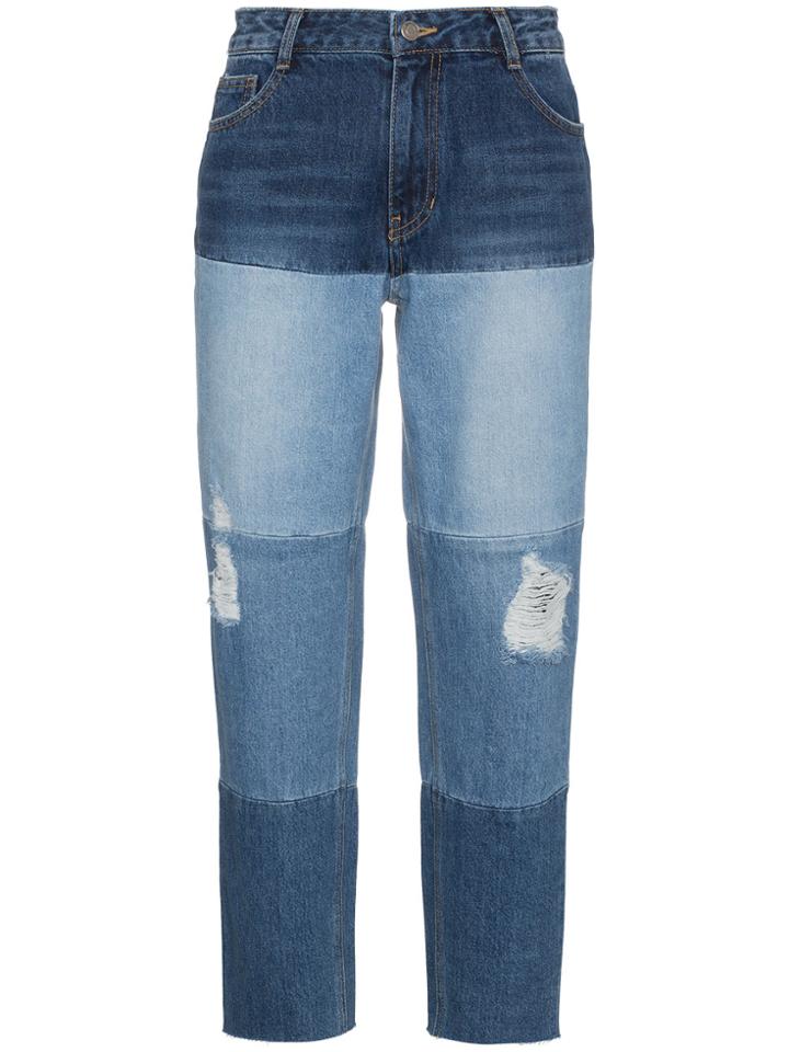 Sjyp High Waist Multi Wash Boyfriend Jeans - Blue