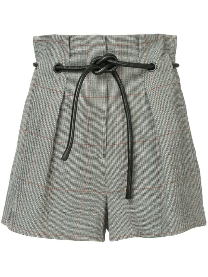 3.1 Phillip Lim Check Pleated Shorts - Grey