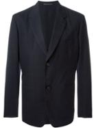 Yohji Yamamoto Notched Lapel Blazer, Men's, Size: 4, Black, Polyester/polyurethane/cupro/wool