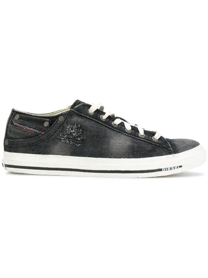 Diesel Denim Tennis Sneakers - Black