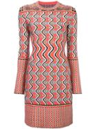 Azzedine Alaia Geometric Jacquard Dress, Women's, Size: 36, Pink/purple, Viscose/wool/polyester/spandex/elastane