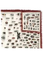 Alexander Mcqueen Jeweled Bug Scarf - White