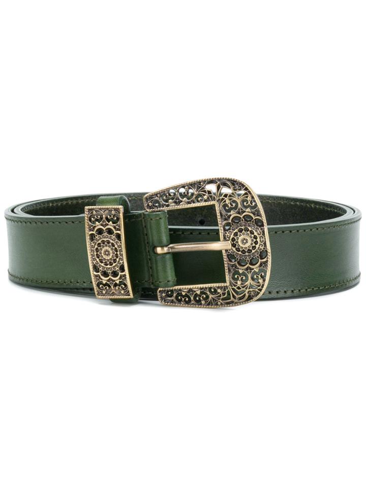 Alberta Ferretti Engraved Buckle Belt - Green