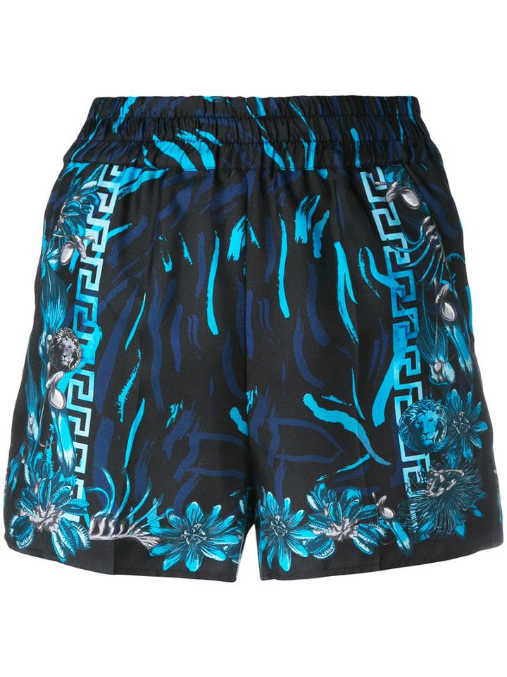 Versus - Printed Shorts - Women - Silk/cotton - 36, Women's, Blue, Silk/cotton