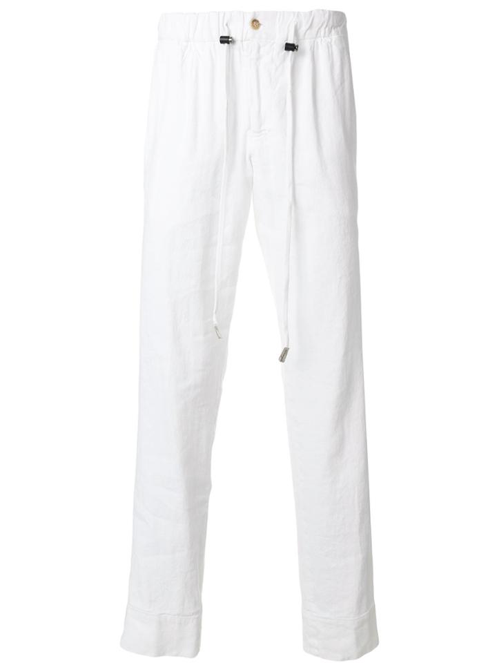 Entre Amis Drawstring Tapered Trousers - White