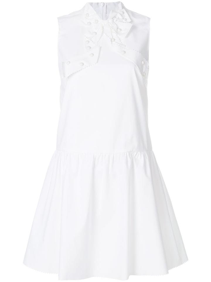 Red Valentino Bow Embellished Sleeveless Mini Dress - White