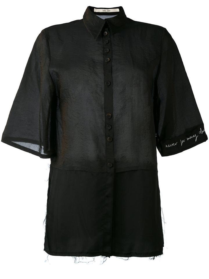 Damir Doma - Panelled Raw Edge Shirt - Women - Silk/polyamide/cupro - S, Black, Silk/polyamide/cupro