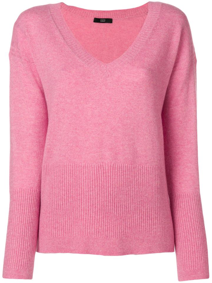 Steffen Schraut V Neck Sweater - Pink & Purple