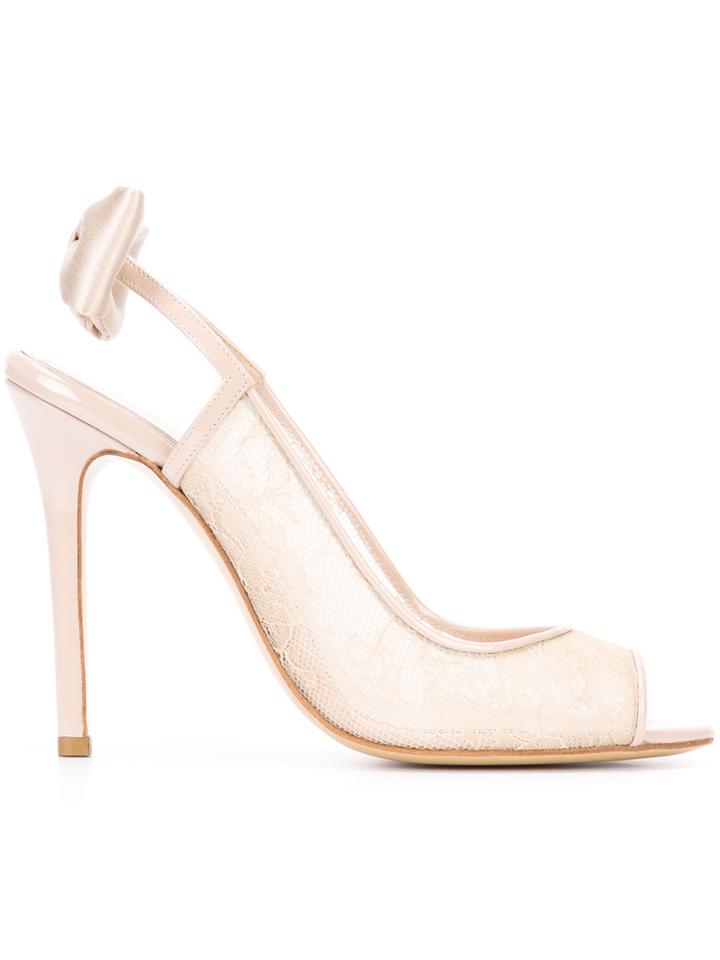 Monique Lhuillier Lace Peep-toe Pumps - Nude & Neutrals