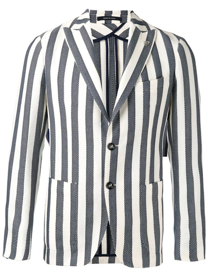 Tagliatore - Striped Blazer - Men - Cotton/linen/flax/polyamide/cupro - 46, White, Cotton/linen/flax/polyamide/cupro