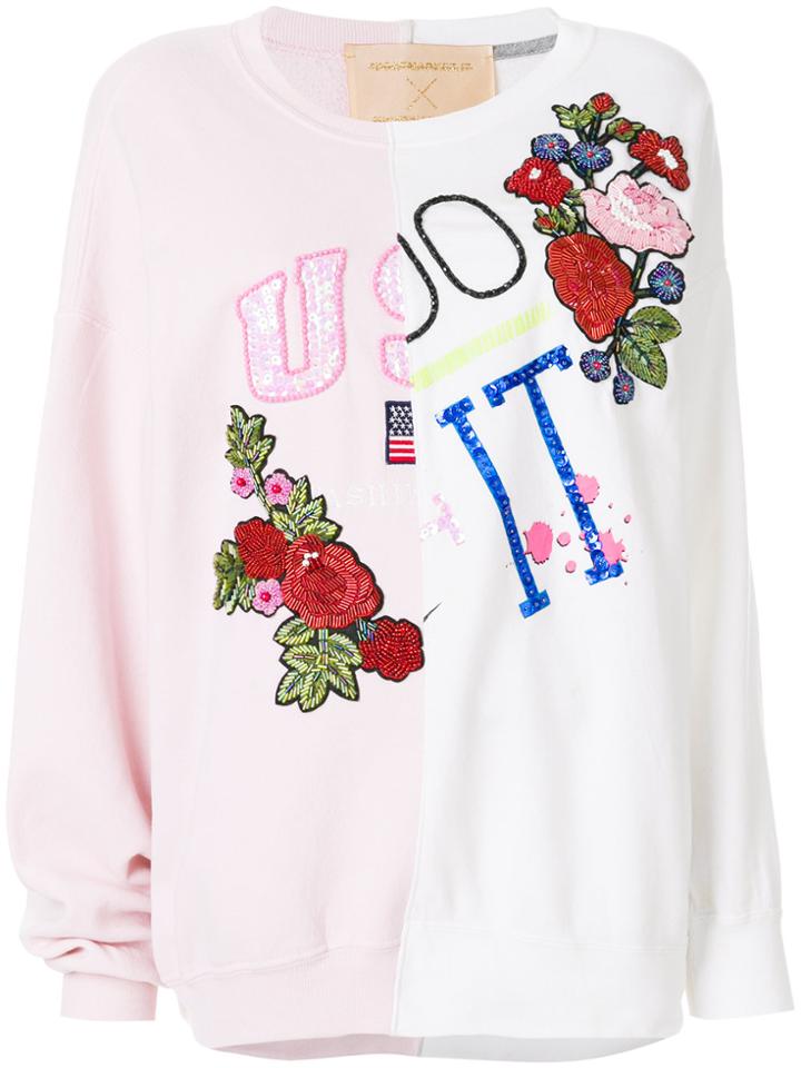 Night Market Two Design Embroidered Sweatshirt - White