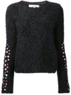 Dorothee Schumacher Embroidered Flower Fluffy Jumper, Women's, Size: 3, Black, Polyamide/spandex/elastane/mohair