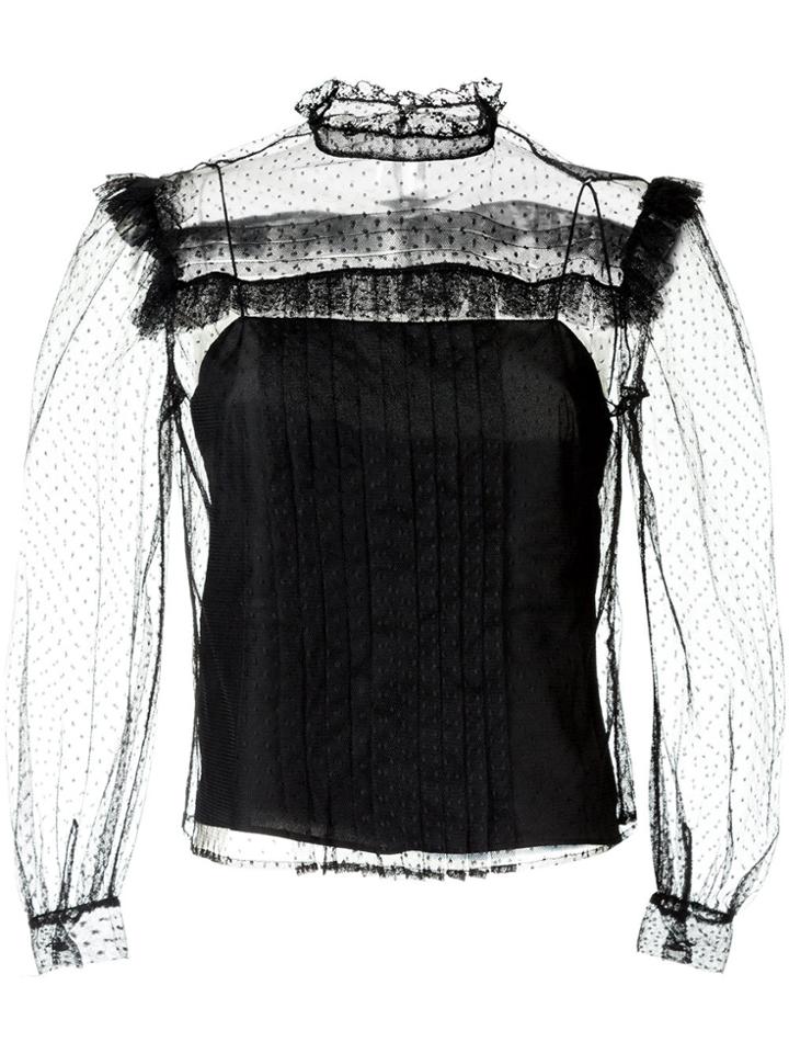 Miu Miu Sheer Panel Blouse - Black