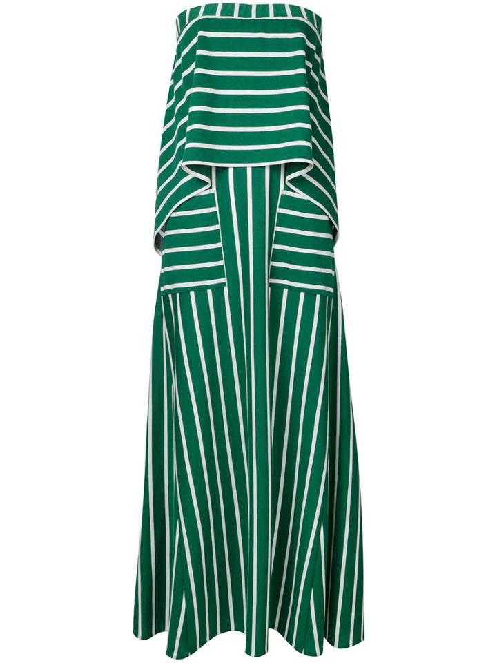 Goen.j Stripe Panel Strapless Gown, Women's, Size: Medium, Green, Cotton/polyester
