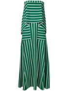 Goen.j Stripe Panel Strapless Gown, Women's, Size: Medium, Green, Cotton/polyester