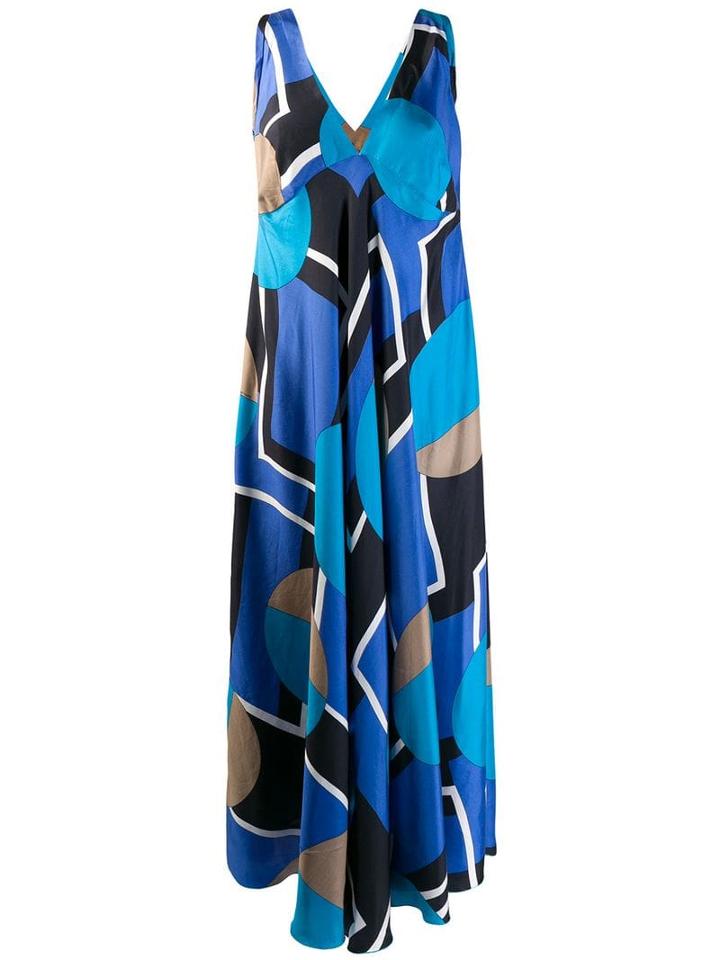 Gianfranco Ferre Pre-owned 2000's Geometric Pattern Maxi Dress - Blue
