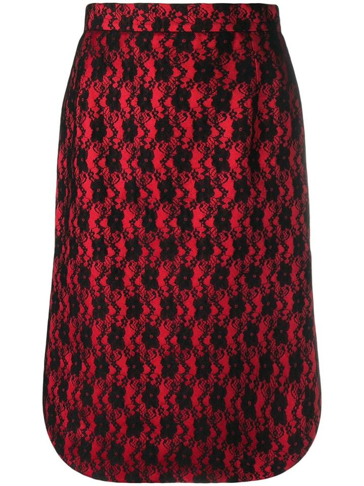 Christopher Kane Lace Bonded Satin Skirt - Red