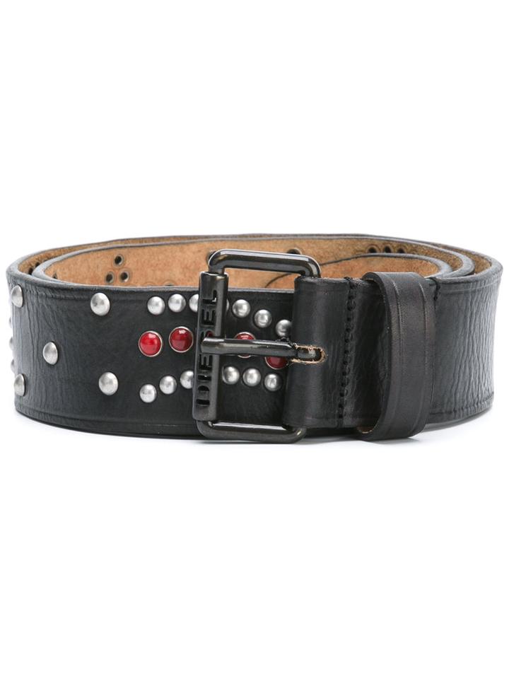 Diesel Space Belt, Men's, Size: 80, Black, Calf Leather