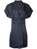 Alexandre Vauthier - Pinstripe Dress - Women - Linen/flax/lurex/viscose - 36, Blue, Linen/flax/lurex/viscose